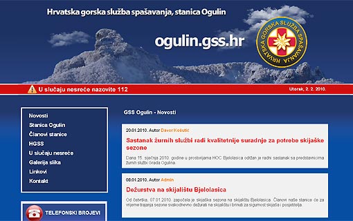 Nove web stranice HGSS stanice Ogulin Gorska služba izradila i pustila u rad svoje prve web stranice