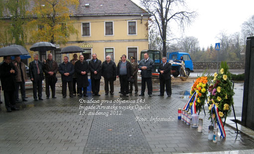 Obilježena 21. obljetnica 143. brigade Hrvatske vojske Ogulin Obilježena 21. obljetnica 143. brigade Hrvatske vojske Ogulin