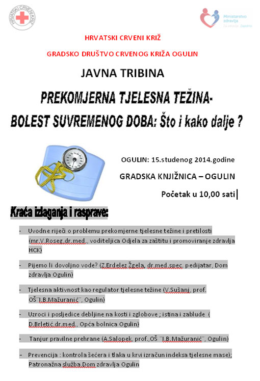 Javna tribina prekomjerna tjelesna težina- bolest suvremenog doba: Što i kako dalje?
