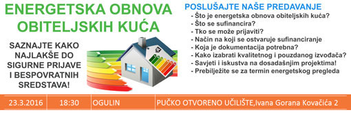 Javna tribina - Energetska obnova obiteljskih kuća